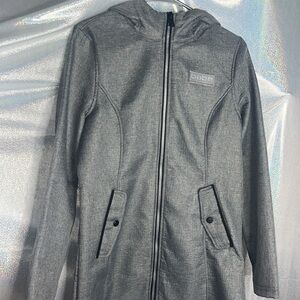 Bebe grey coat bling diamonds crystal Swarovski cute fall rain coat jacket y2k